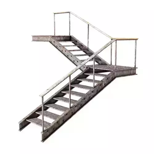 Metal stair with handrail