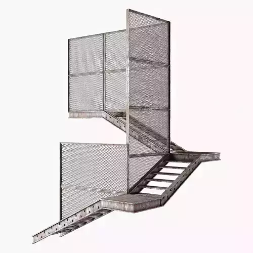 Old metal stair Low-poly 3D model