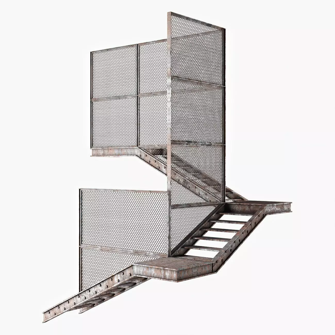 Old metal stair Low-poly 3D model