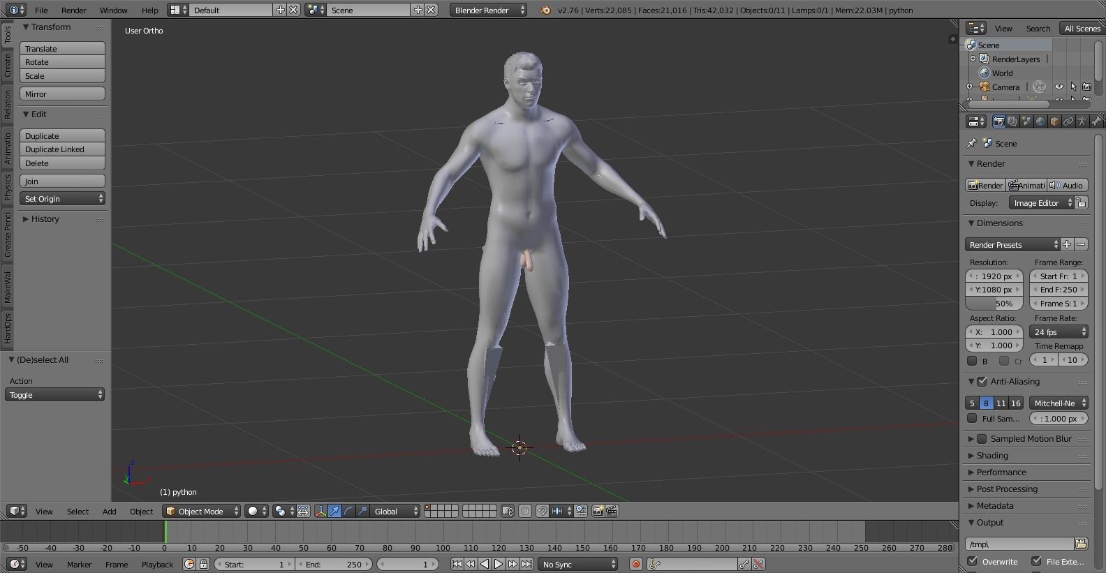 Male Mesh Low-poly 3D model_1