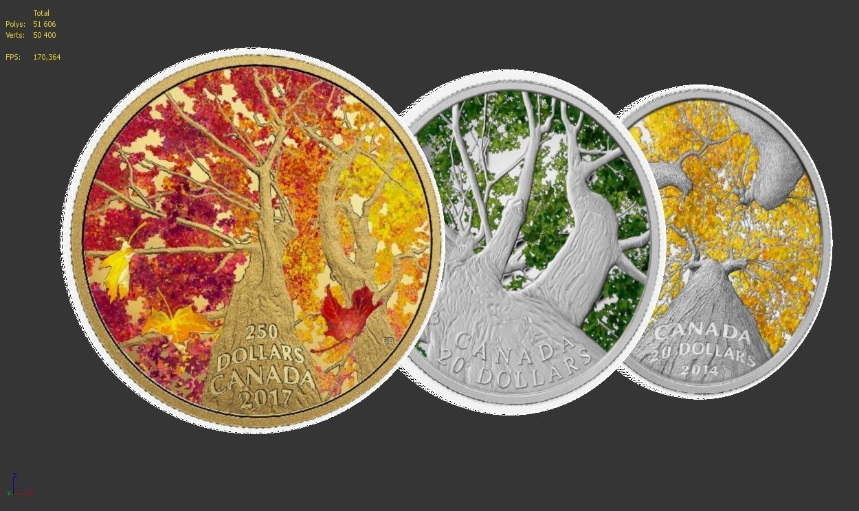 Canadian 20 dollars coins 3D model_11
