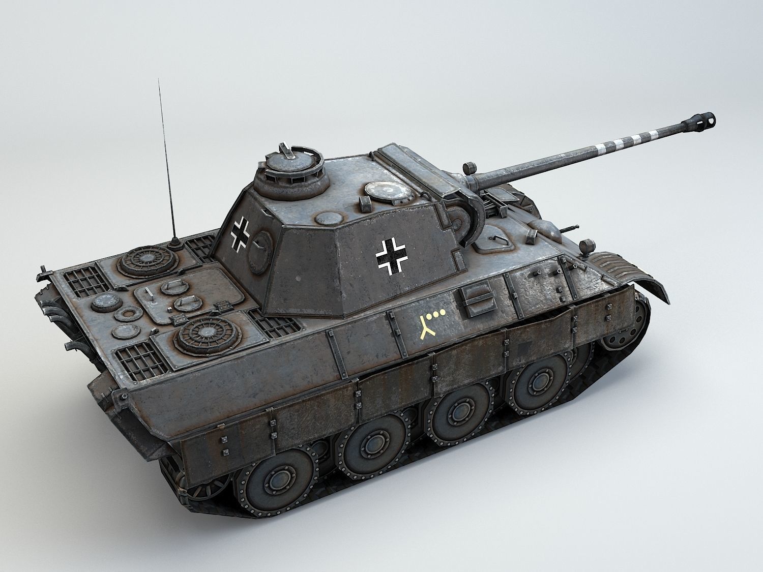 Low Poly Panzer V Panther D medium tank Low-poly 3D model_12
