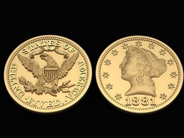 Liberty Double Eagle Gold Coin 3D print model