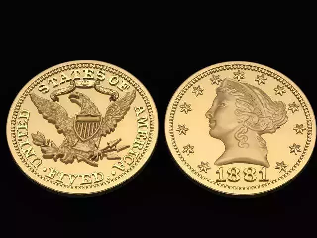 Liberty Double Eagle Gold Coin 3D print model