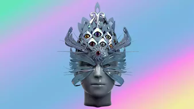 Eyes and Feathers Face Mask and Crown