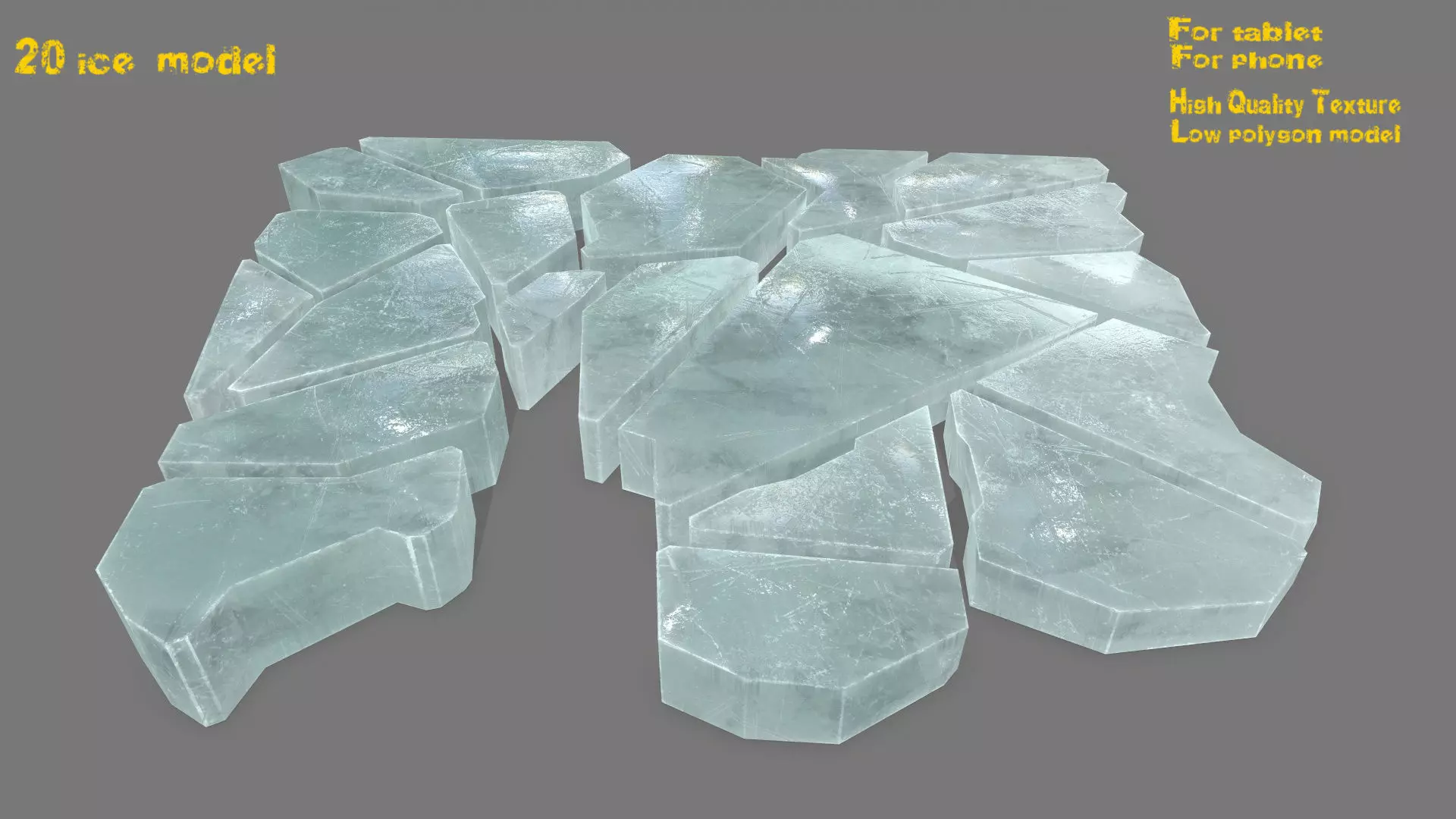 ice set piece of glass Low-poly 3D model_0
