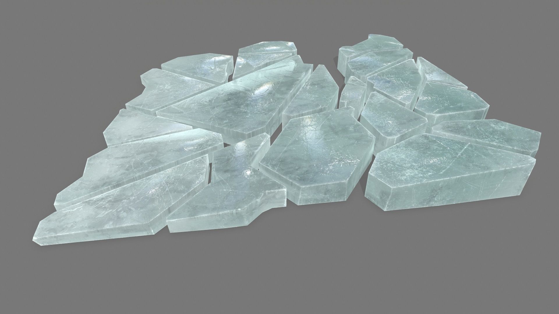 ice set piece of glass Low-poly 3D model_16