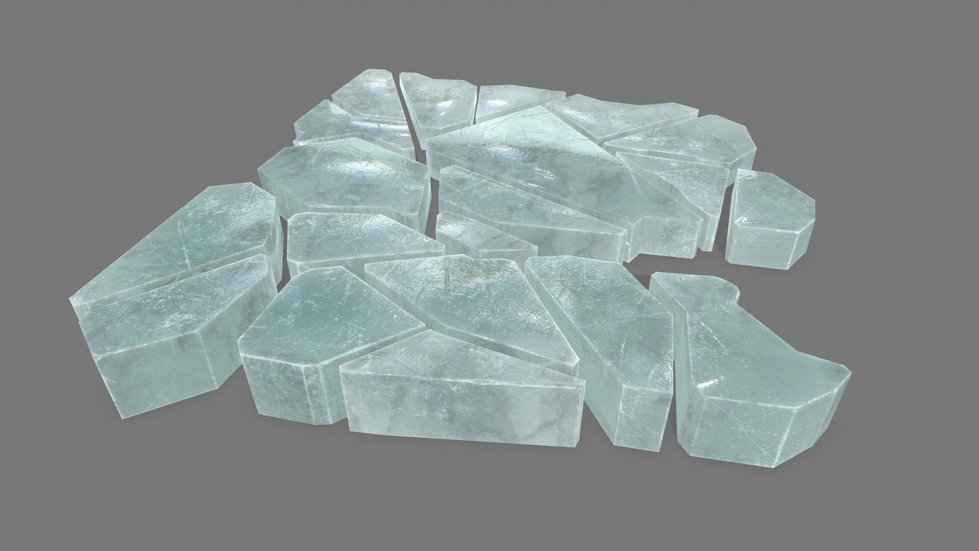 ice set piece of glass Low-poly 3D model_5