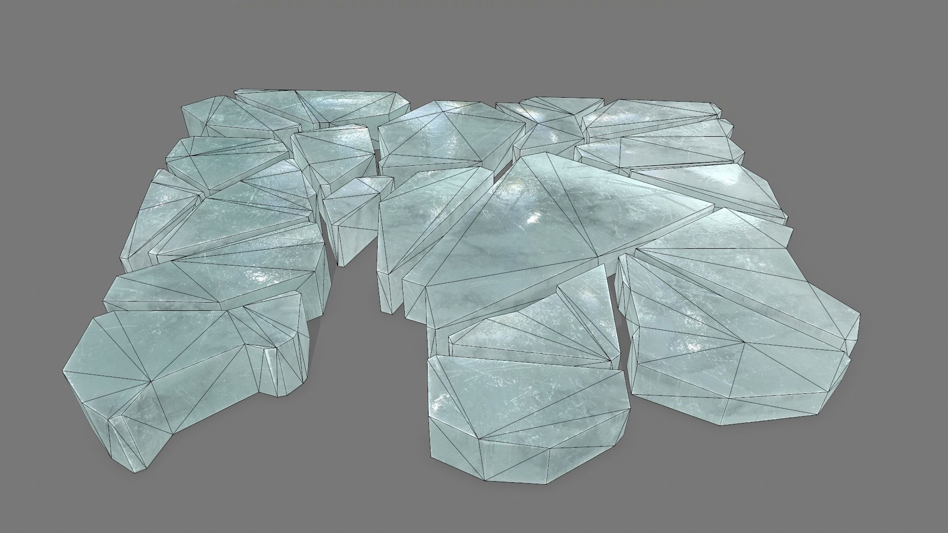 ice set piece of glass Low-poly 3D model_4