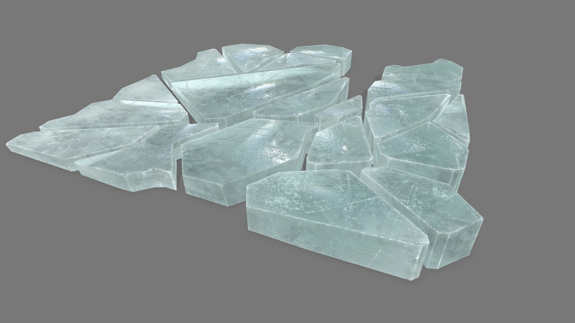 ice set piece of glass Low-poly 3D model_3
