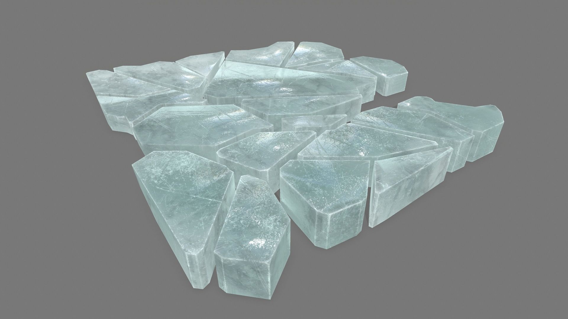 ice set piece of glass Low-poly 3D model_1