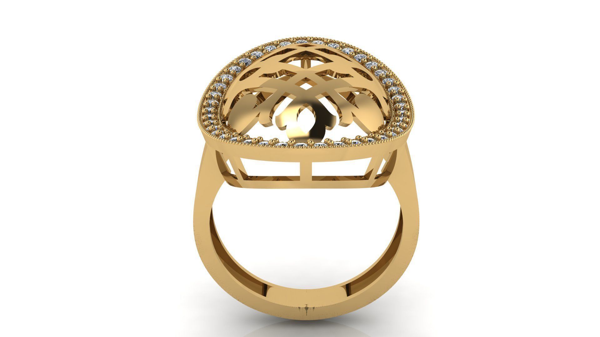rings 6 gold ring with diamonds in center 3D print model_4