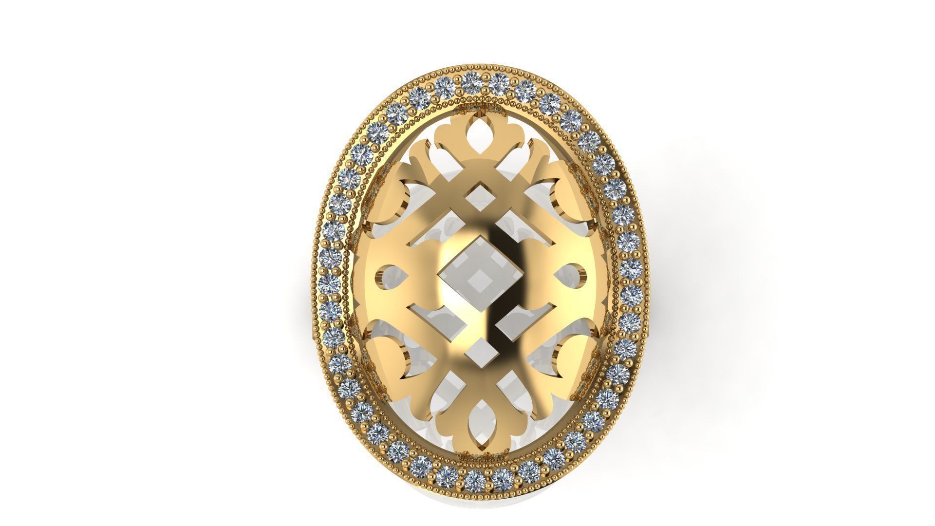 rings 6 gold ring with diamonds in center 3D print model_1