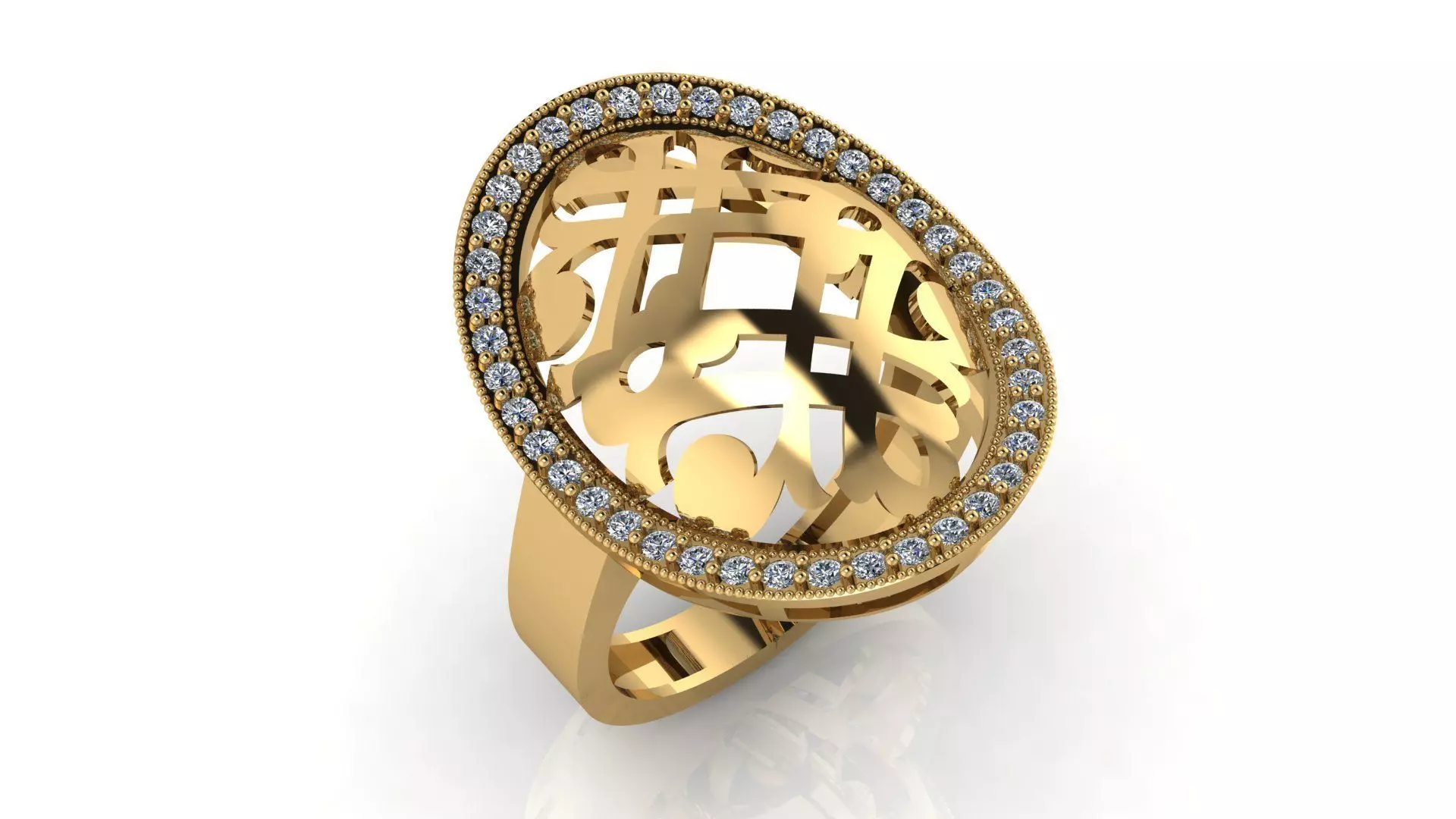 rings 6 gold ring with diamonds in center 3D print model_0