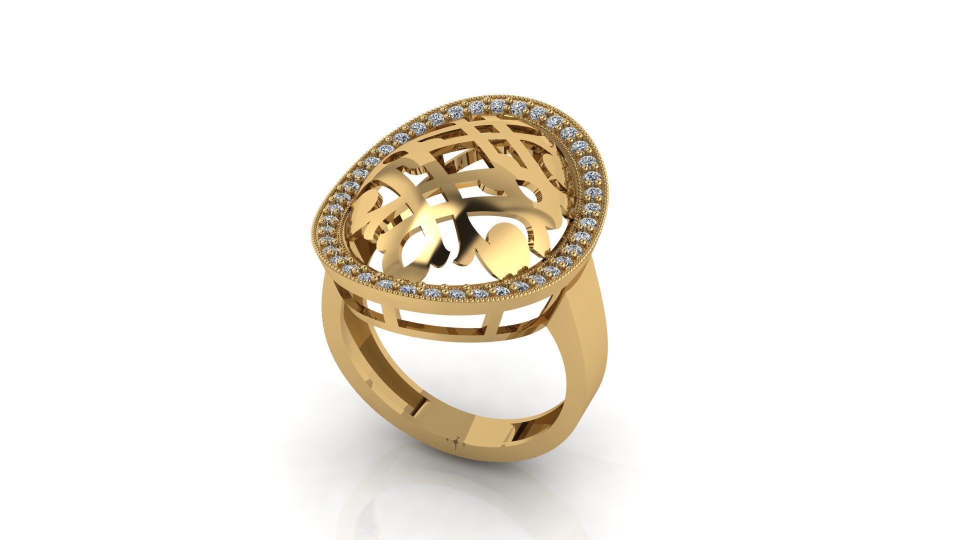 rings 6 gold ring with diamonds in center 3D print model_2