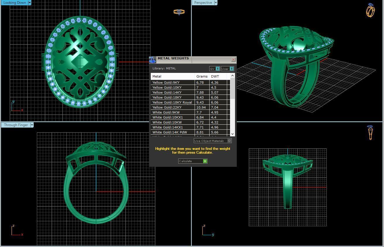 rings 6 gold ring with diamonds in center 3D print model_5