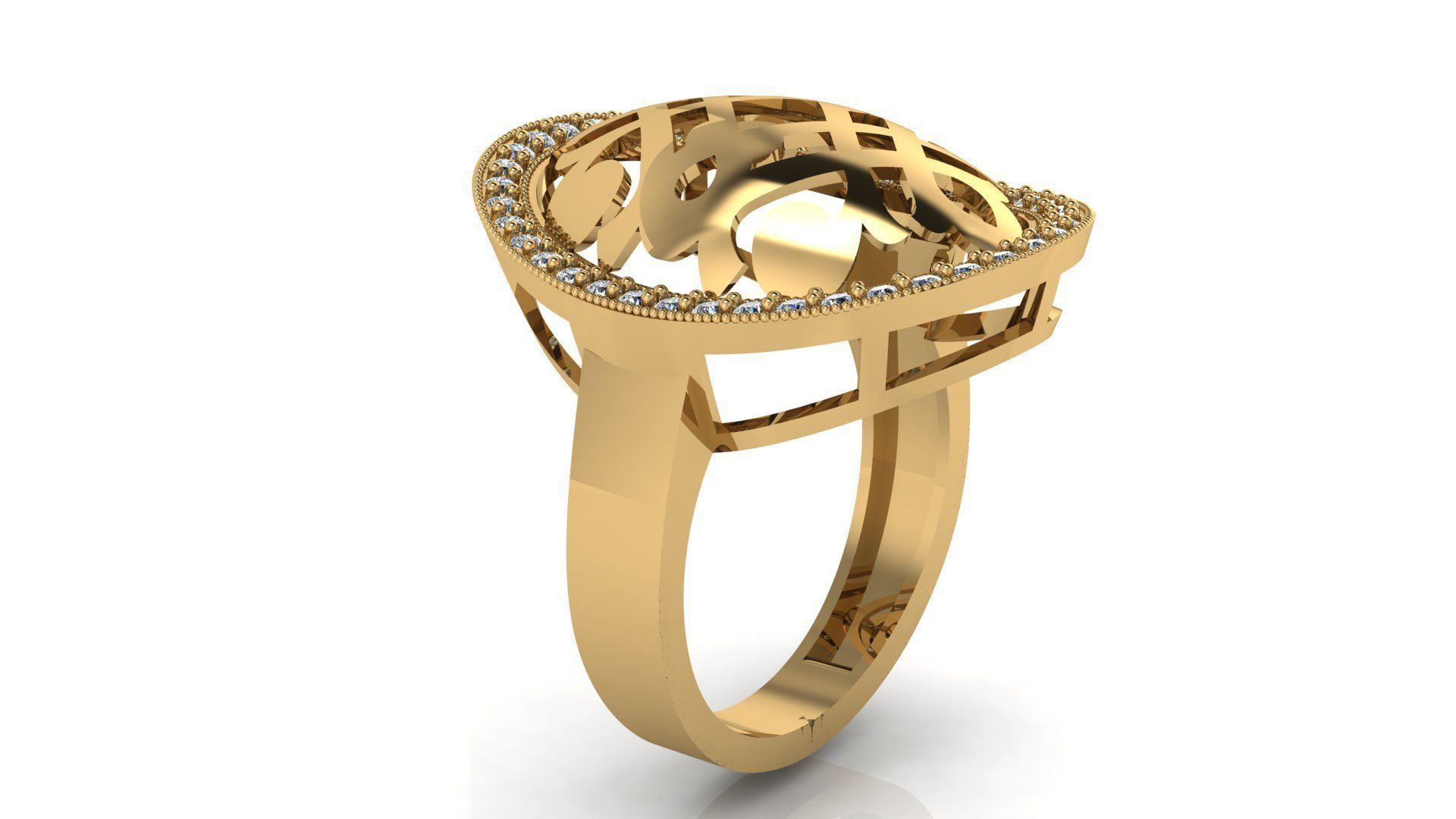 rings 6 gold ring with diamonds in center 3D print model_3