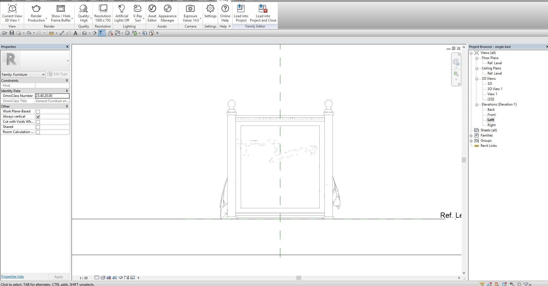 Revit single bed 1 3D model_8