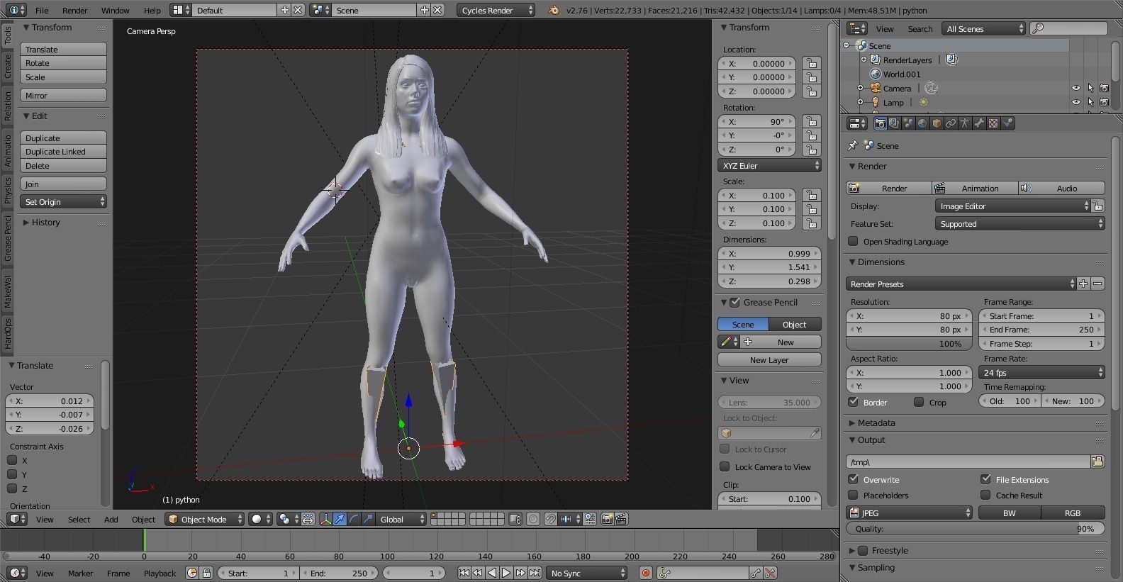 Woman Base Mesh Low-poly 3D model_1
