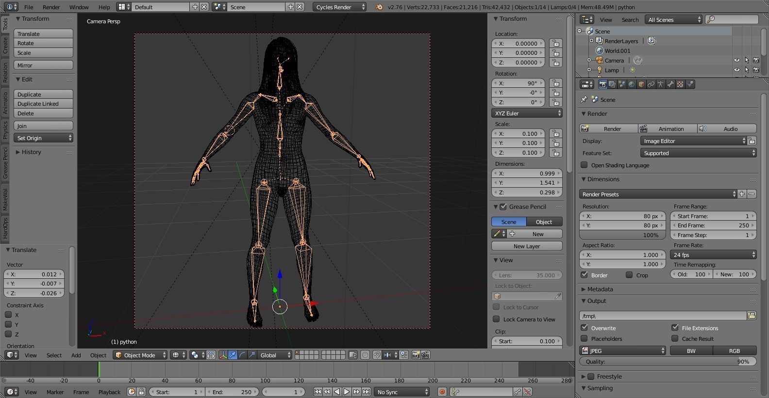 Woman Base Mesh Low-poly 3D model_2