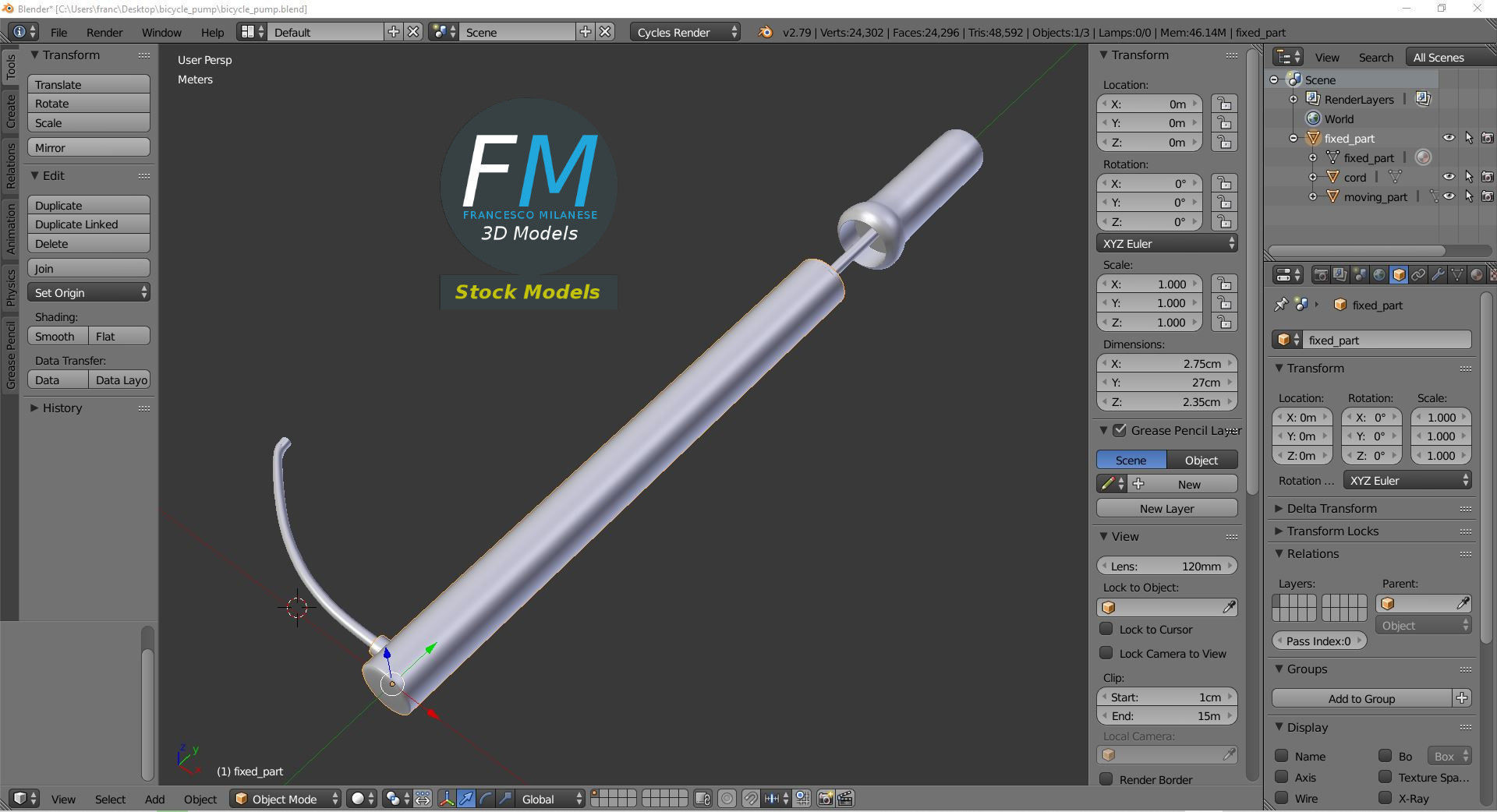 Bicycle pump 3D model_9