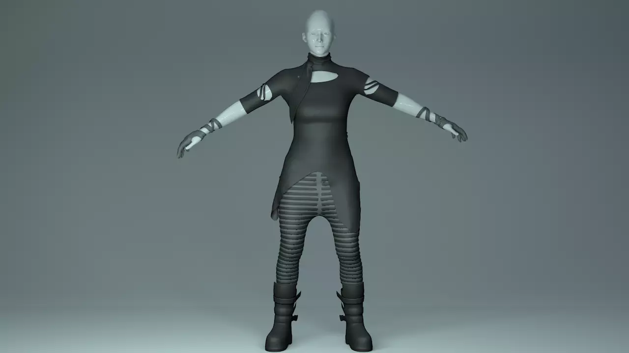 Sci-fi Rave Outfit Low-poly 3D model