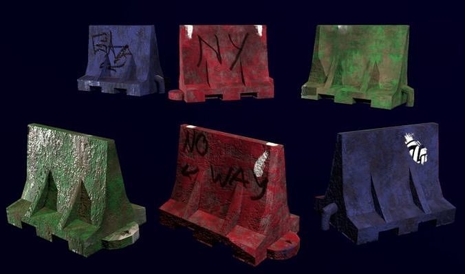 Barriers Low-poly 3D model
