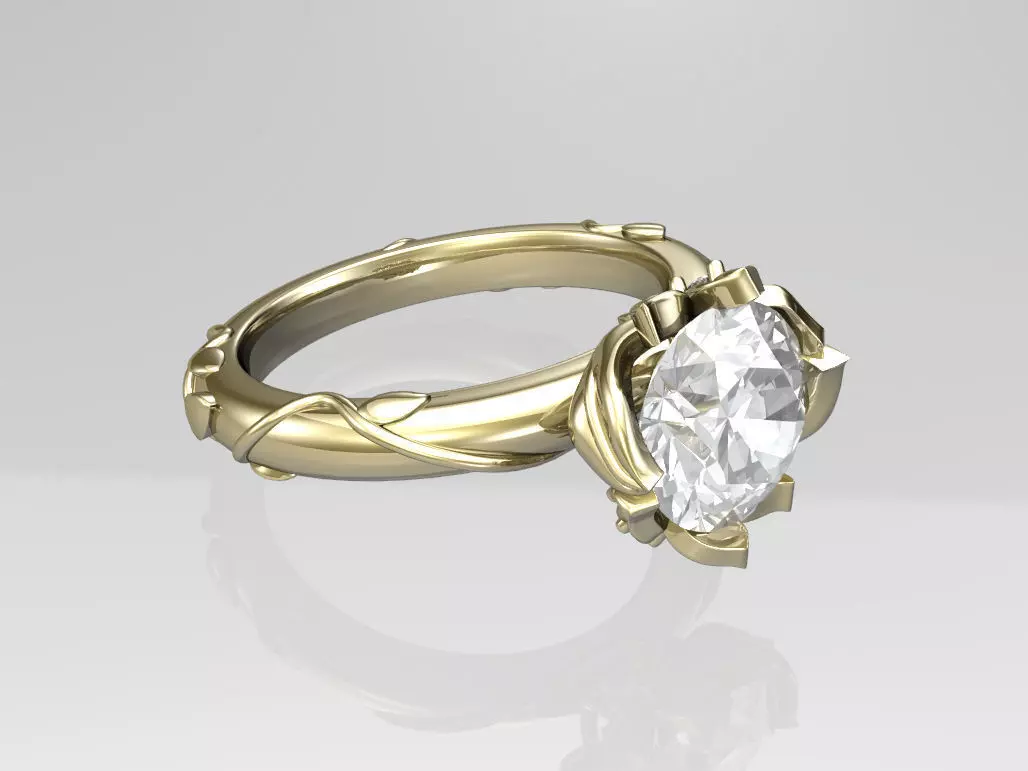 Solitaire engagement ring 3D print model