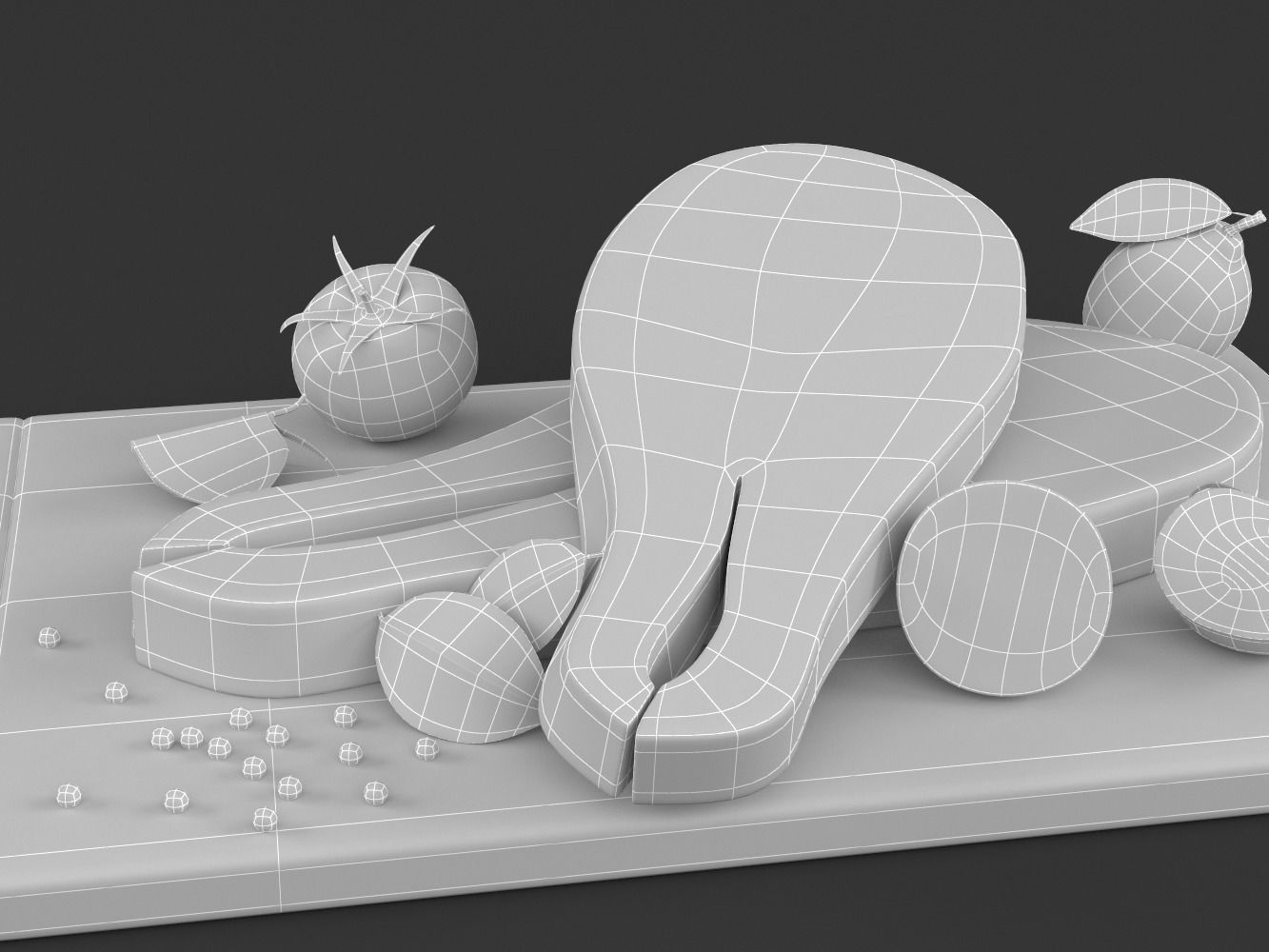 Salmon Steak with Vegetables 3D model_7