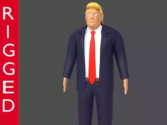 Donald Trump rigged and animated Tik tok  in Blender 3D model Low-poly 3D model
