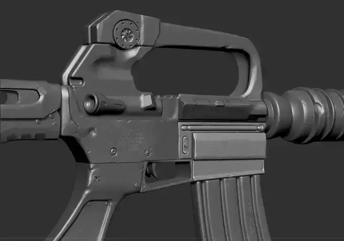 M16 Rifle Game Ready and High Resolution Sculpt