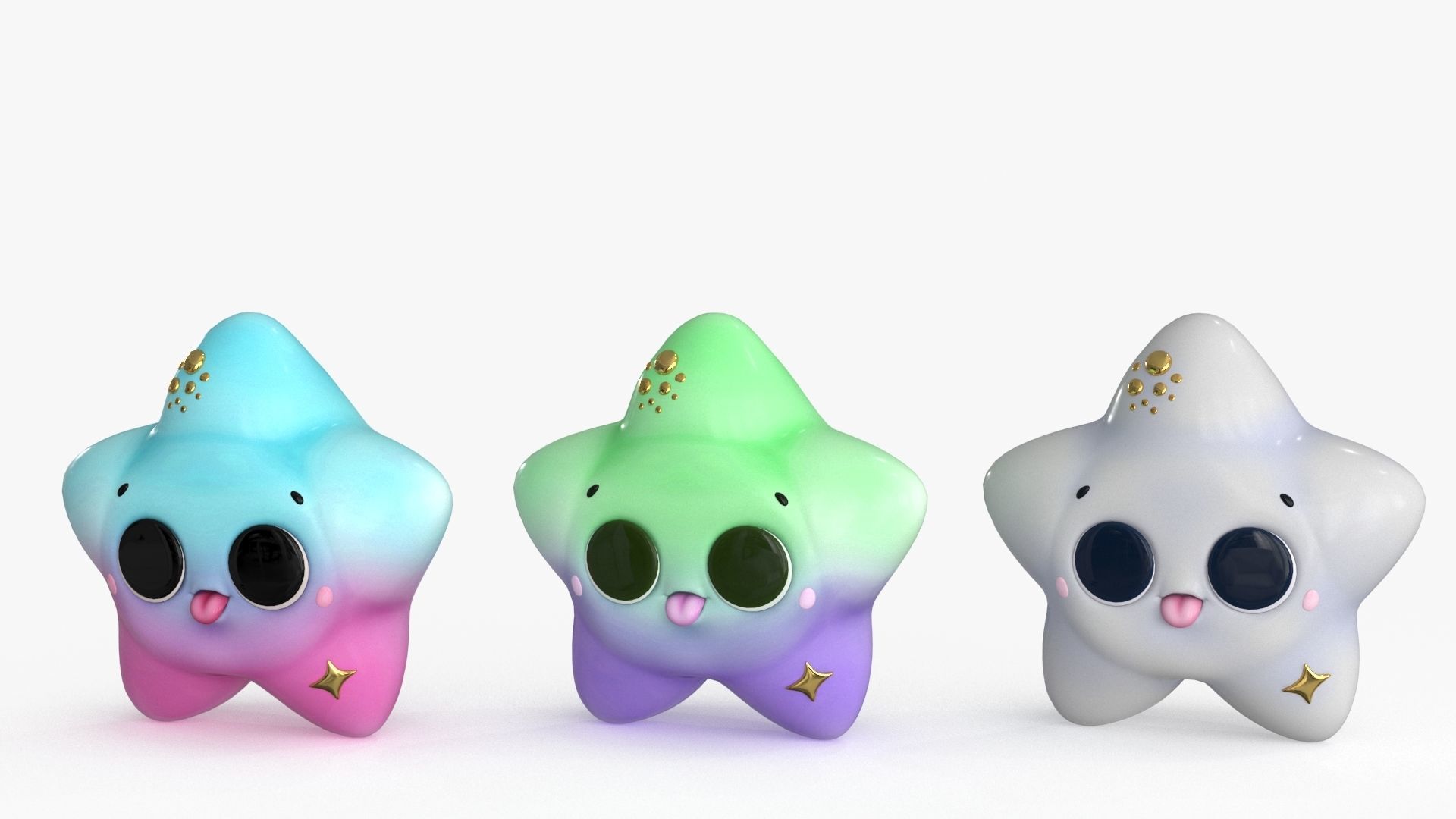 Cartoon Kawaii Star Low-poly 3D model_13