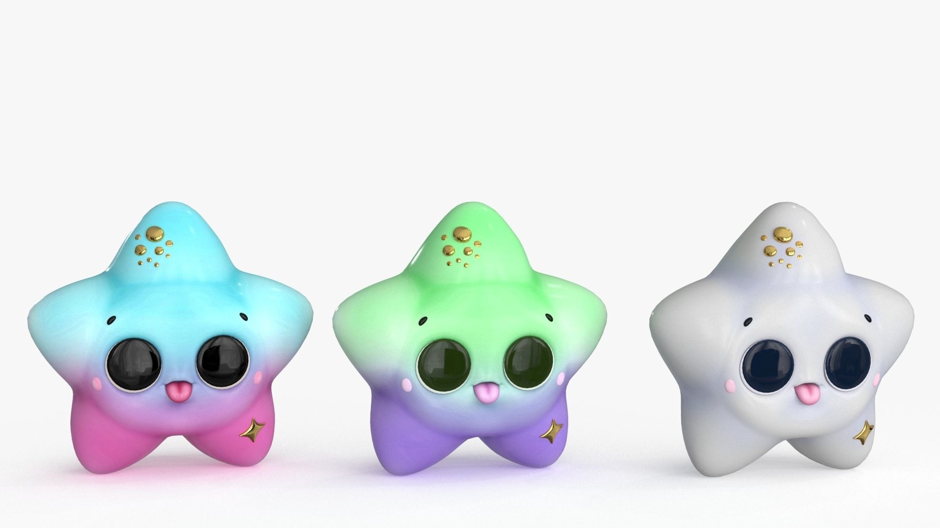 Cartoon Kawaii Star Low-poly 3D model_3