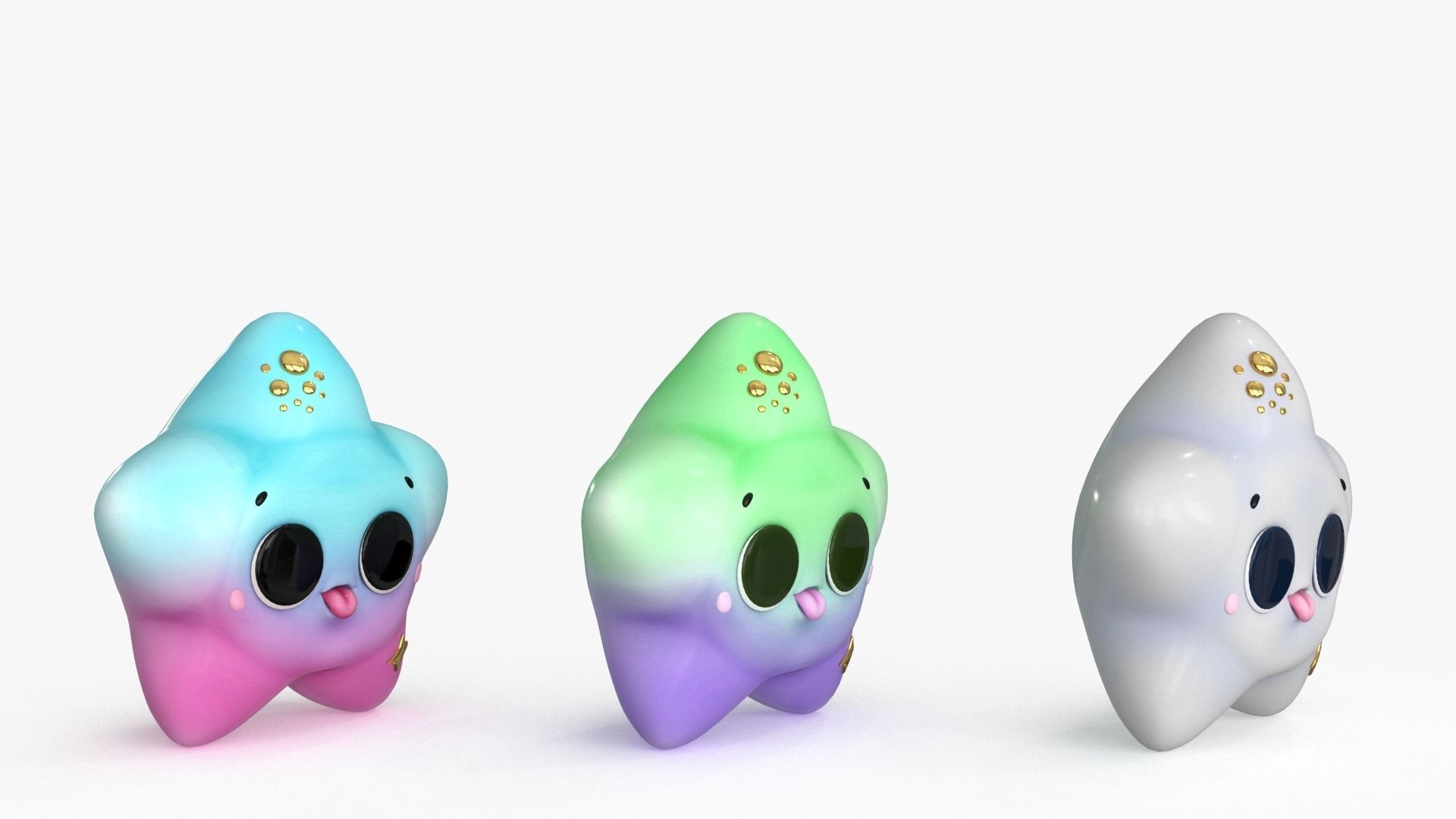 Cartoon Kawaii Star Low-poly 3D model_4