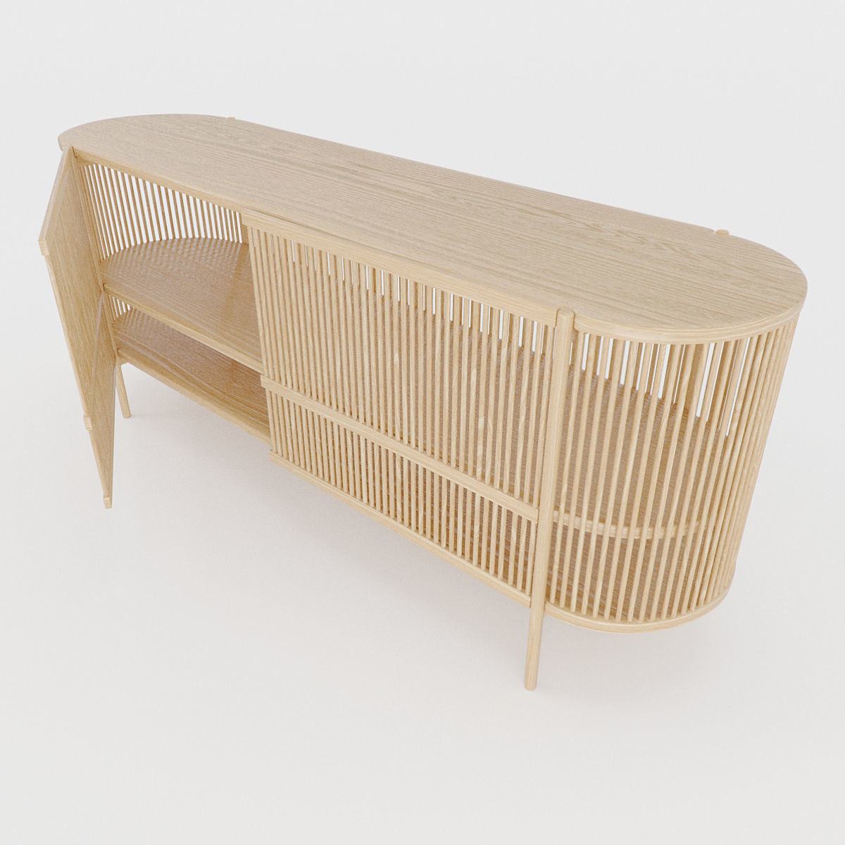 Bastone Sideboard Oak with Doors 3D model_5