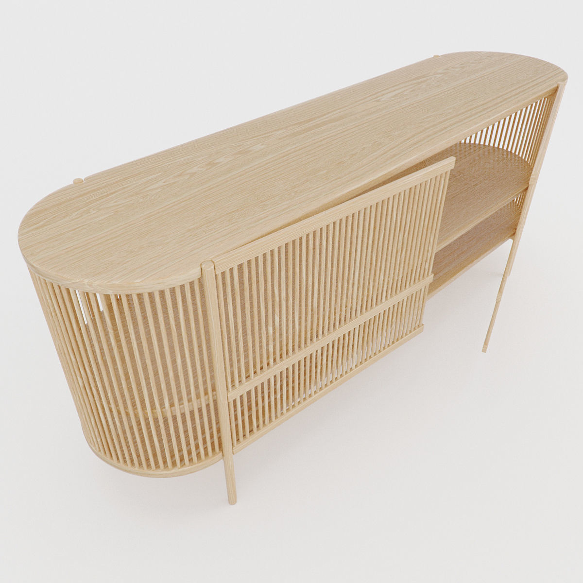 Bastone Sideboard Oak with Doors 3D model_1