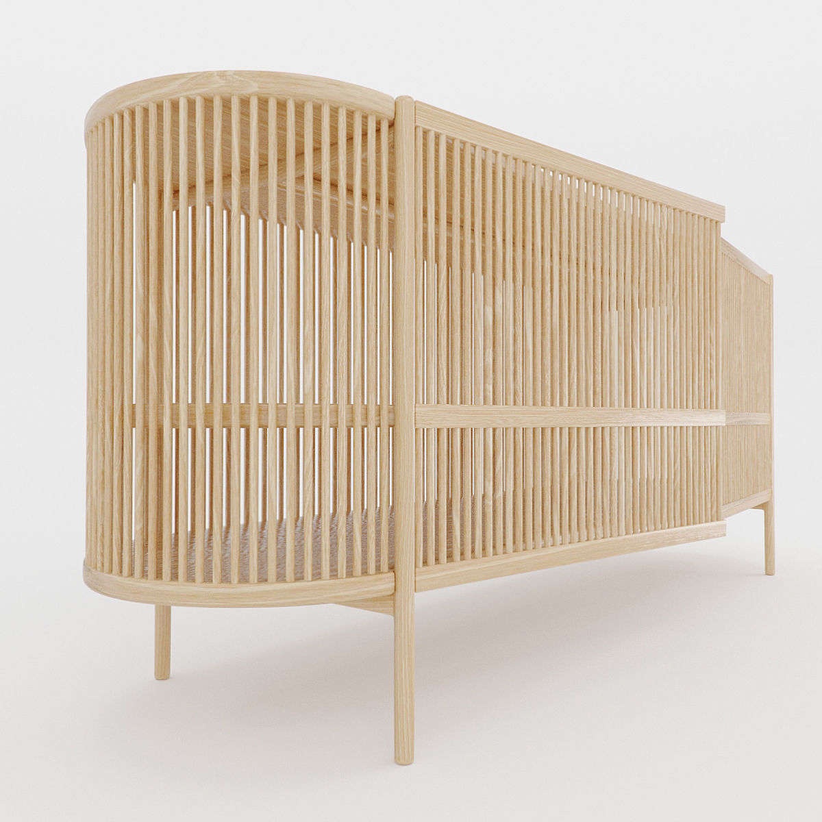 Bastone Sideboard Oak with Doors 3D model_9