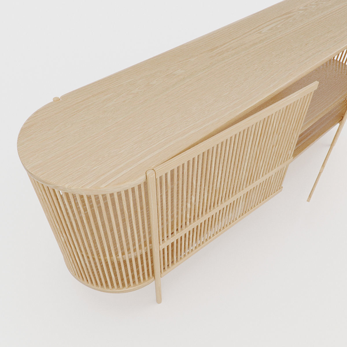 Bastone Sideboard Oak with Doors 3D model_3