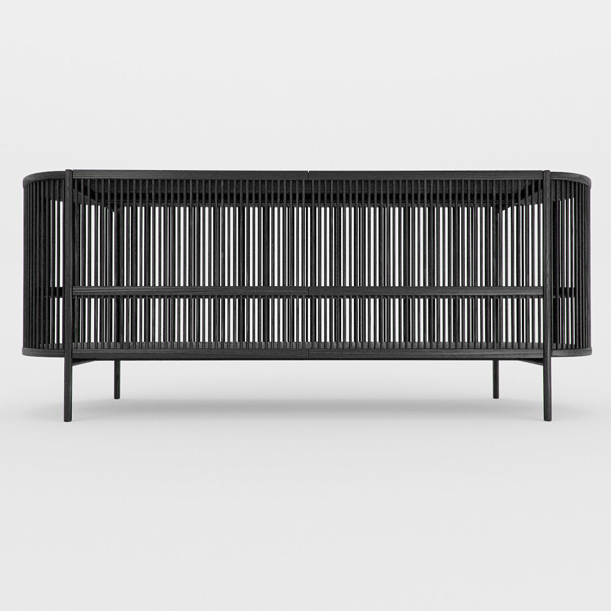 Bastone Sideboard Black with Doors 3D model_4