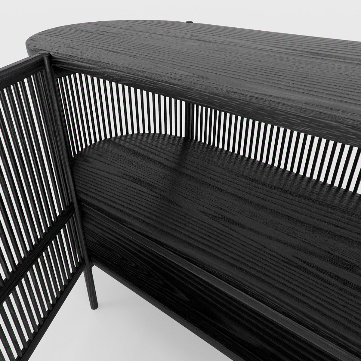 Bastone Sideboard Black with Doors 3D model_6