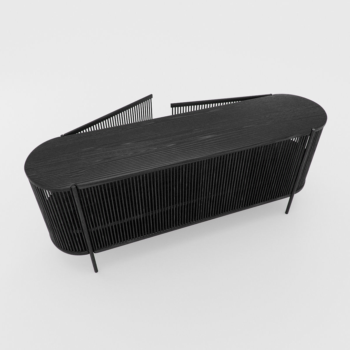 Bastone Sideboard Black with Doors 3D model_8