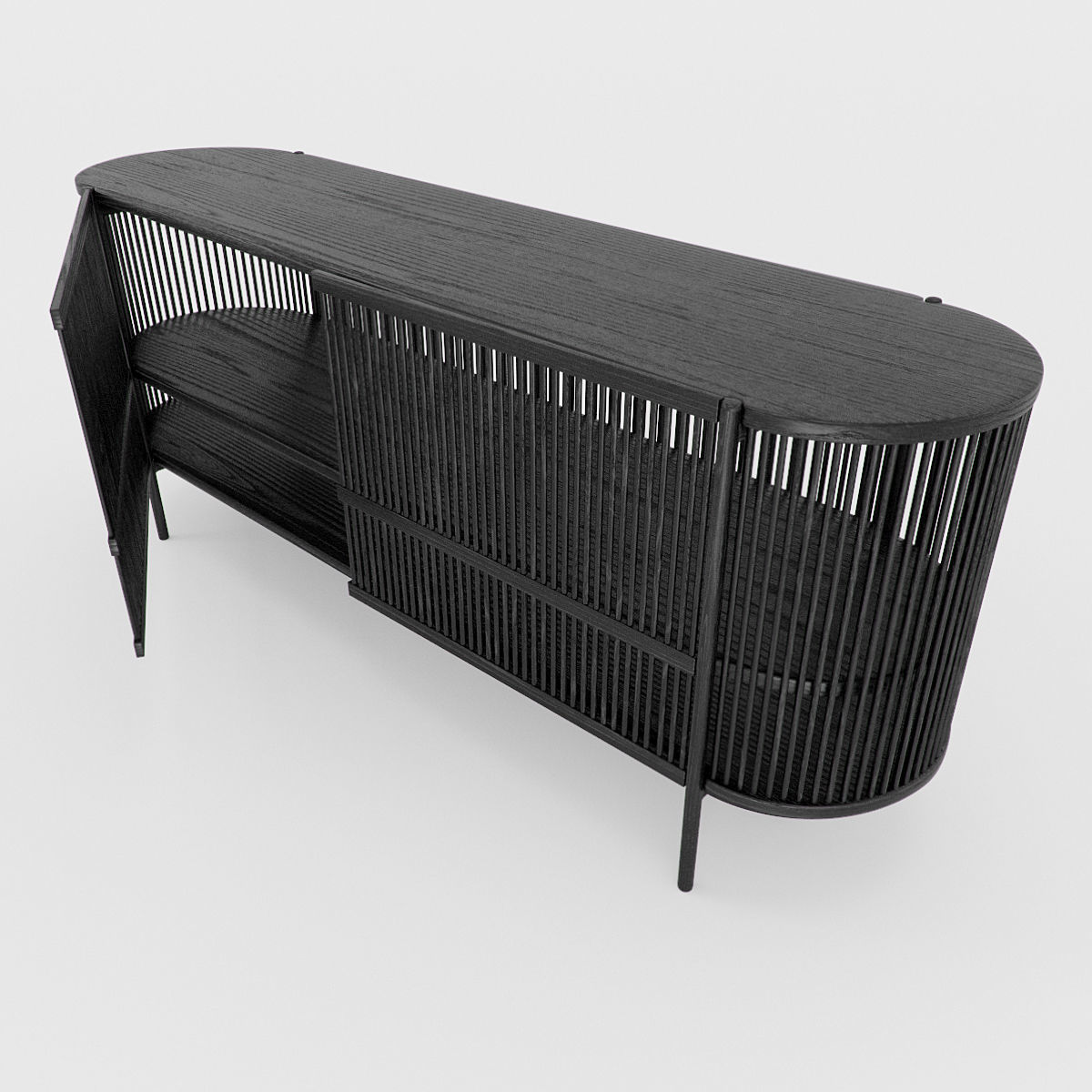 Bastone Sideboard Black with Doors 3D model_5