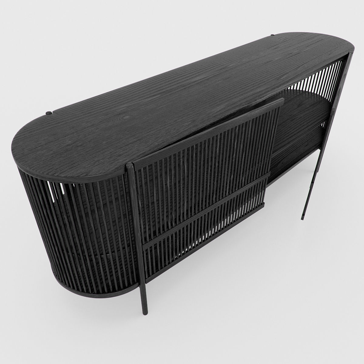 Bastone Sideboard Black with Doors 3D model_1