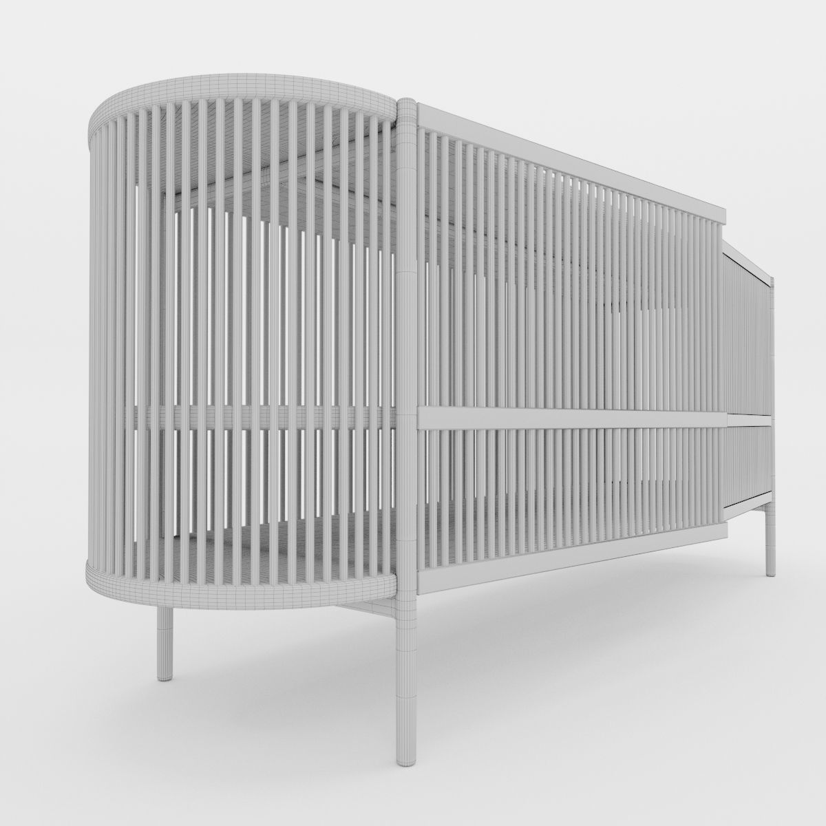 Bastone Sideboard Black with Doors 3D model_19