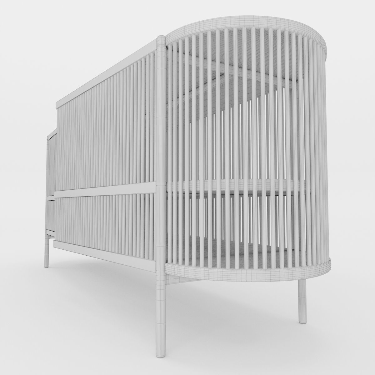 Bastone Sideboard Black with Doors 3D model_17