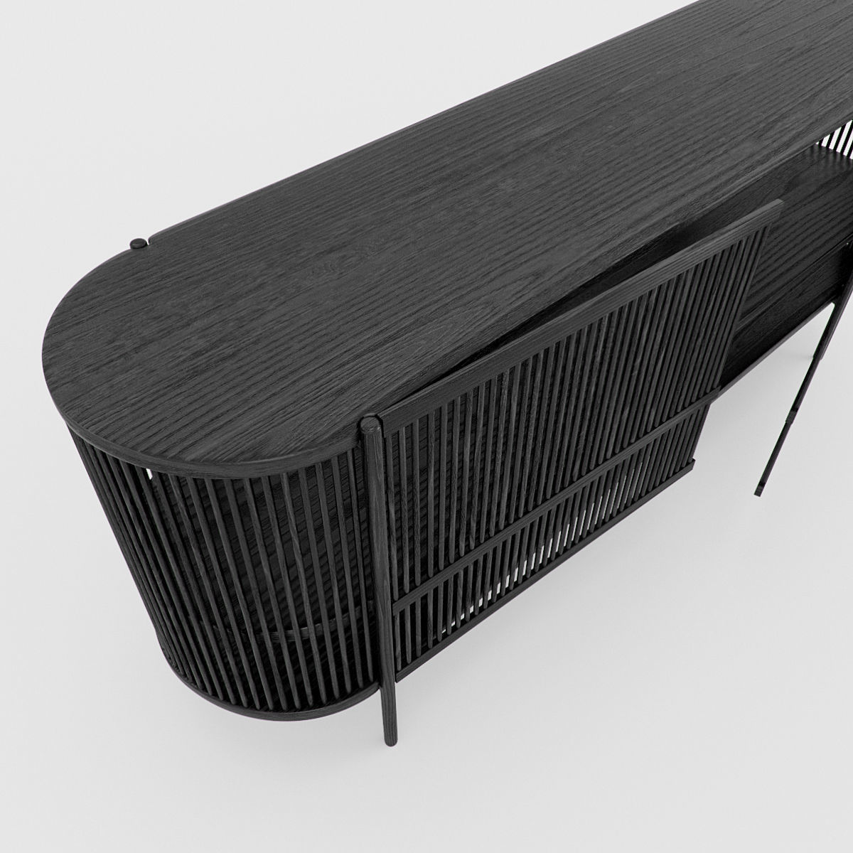 Bastone Sideboard Black with Doors 3D model_3