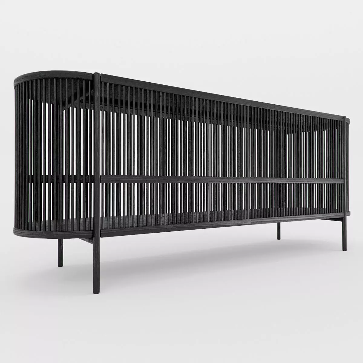 Bastone Sideboard Black with Doors 3D model_0