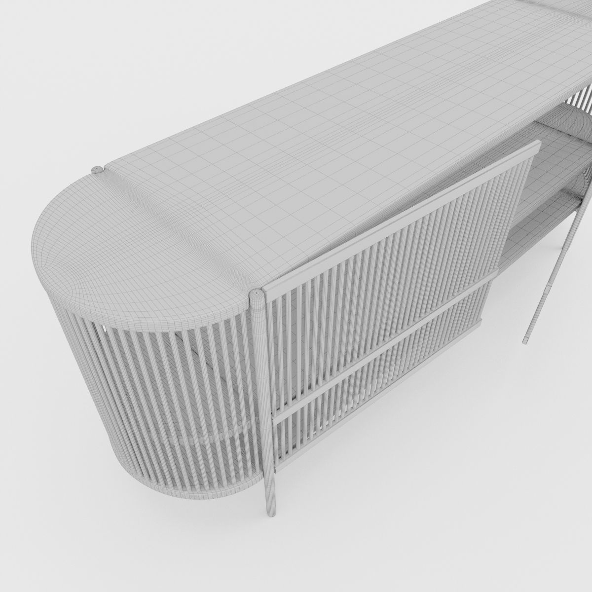 Bastone Sideboard Black with Doors 3D model_13