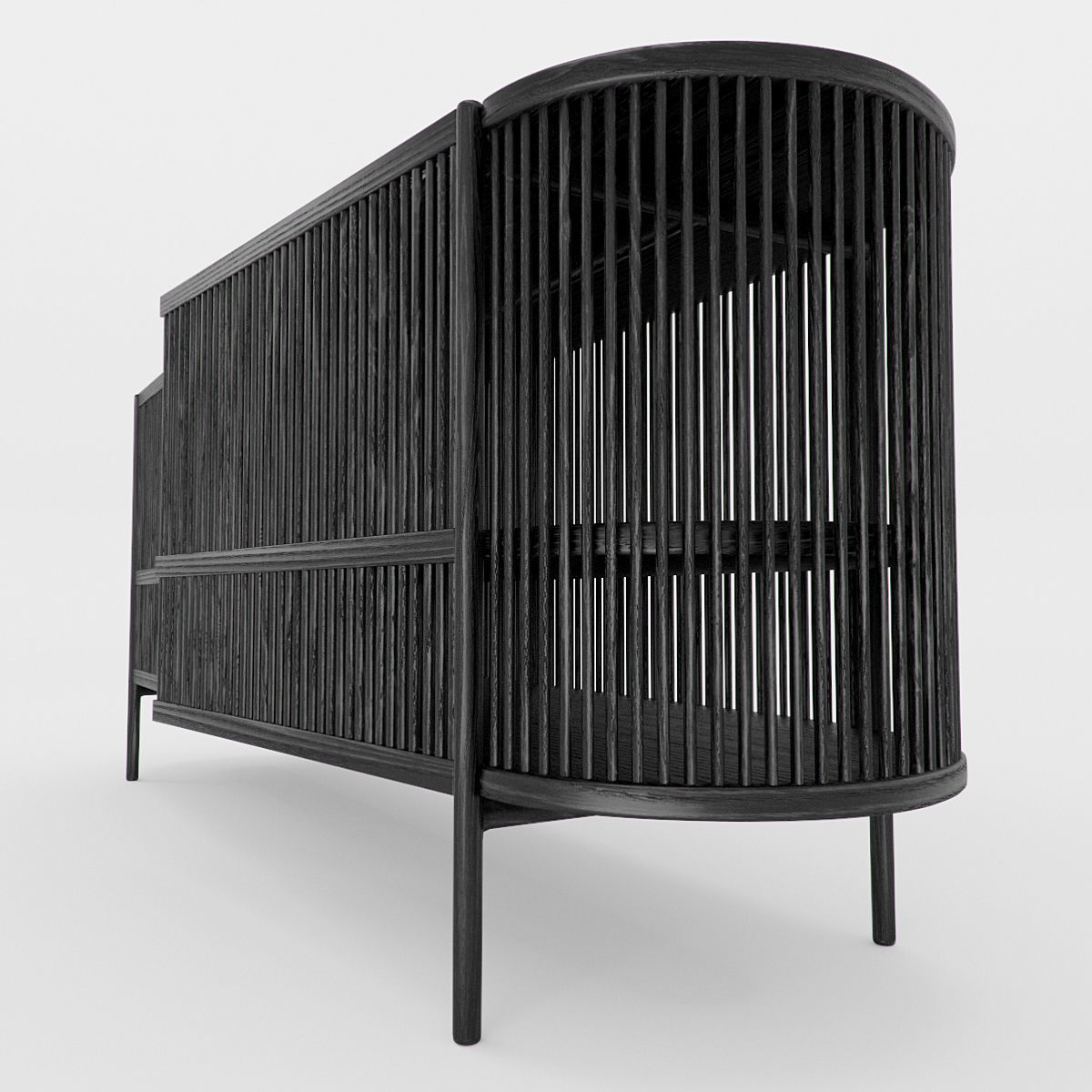 Bastone Sideboard Black with Doors 3D model_7