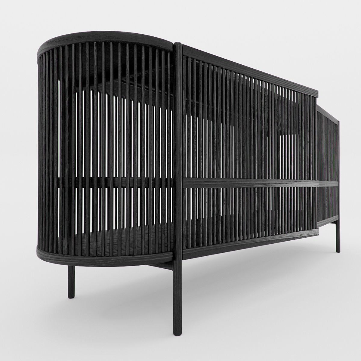 Bastone Sideboard Black with Doors 3D model_9